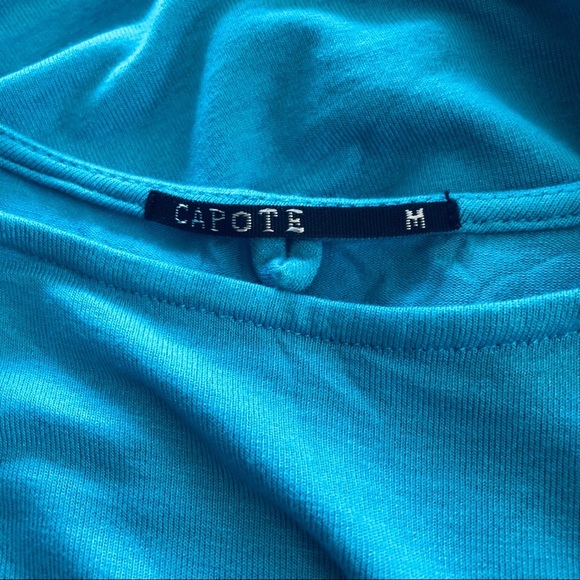 Capote blue oversized cold shoulder square Top Medium - Picture 6 of 7